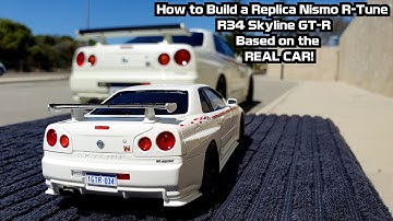 Building A Replica Nismo R-Tune R34 Skyline GT-R 1/24 Scale Model Car, Part 3/3. Aoshima model kit.