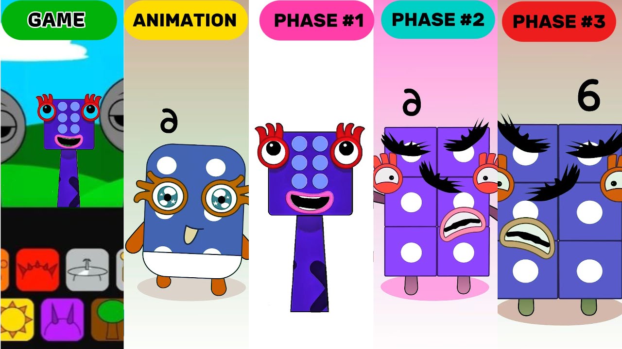 Sprunki OC | Игра Six (из Numberblocks), анимация, фаза 1, фаза 2, фаза 3 | NumberOk