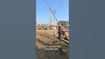How manual railway crossing interlock gate down. #railway #safety #shorts