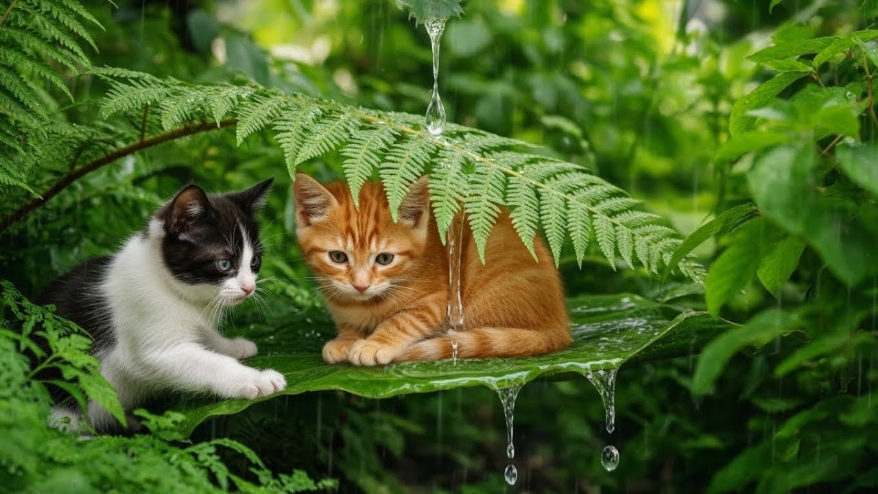 A Forest Adventure: Mama cat and Kittens Explore the Wild.