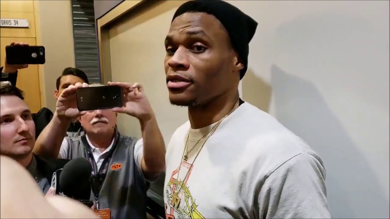 Russell Westbrook reacts to finding out he passed kobe bryant 30th all time in assists 12/16/18