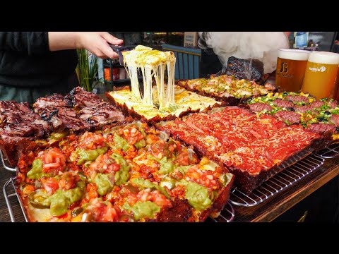 Detroit Style Square Pizza | beef rib, pepperoni, shrimp, guacamole - Korean street food