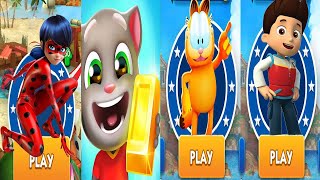 Talking Tom Gold Run VS Miraculous Ladybug vs Garfield Rush vs Ryder Jungle Run Android Gameplay screenshot 3