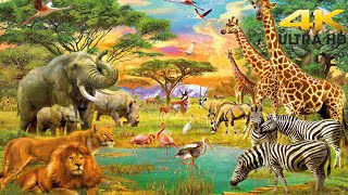 Animals of Africa-Relaxation Film With Calming Music#Lion #elephant #rhinoceros #giraffe #zebra