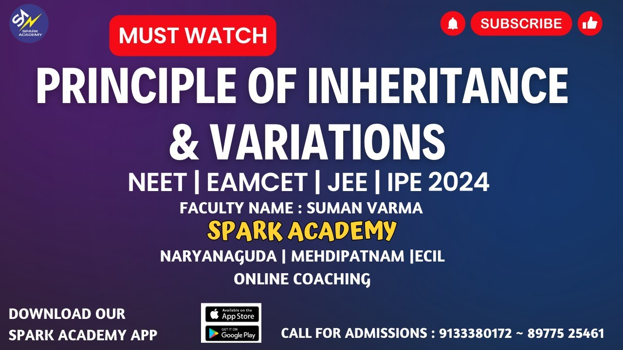 MUST WATCH Principle of inheritance and variations EAMCET 2024JEE