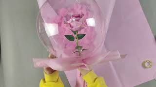 Qianjia Pink rose balloon bouquet Assemble steps