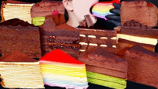 ASMR RAINBOW CREPE CAKE MAGNUM OREO CHOCOLATE ICE CREAM NUTELLA LOTUS DESSERT MUKBANG먹방EATING SOUNDS
