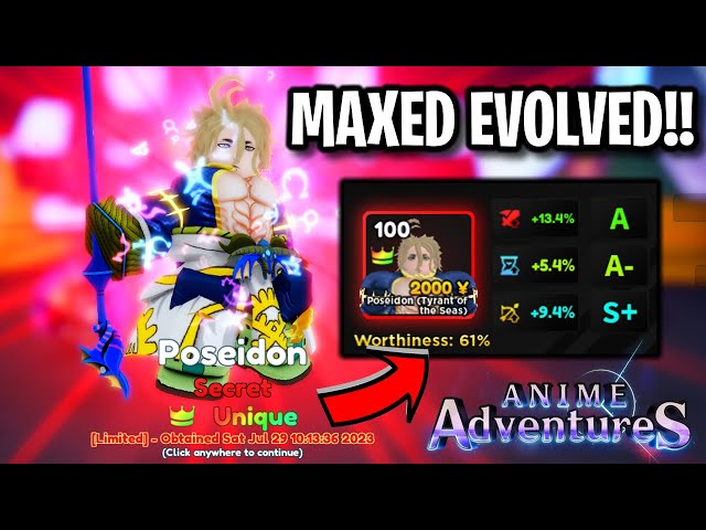 Anime Adventures/AA] Lv.49, Poseidon(Superior I)+Poseidon(Nimble2)+Heathcliff+Harribu(Superior  I), Oshy+Lao+Tango, Unverified, Automatic and Instant Delivery!