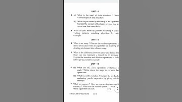BCA 3rd semester Data Structure question paper 2018-19 # MDU