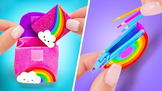 🌈🎒 PUPPEN GEHEN ZURÜCK IN DIE SCHULE || Regenbogen Mini-Basteln