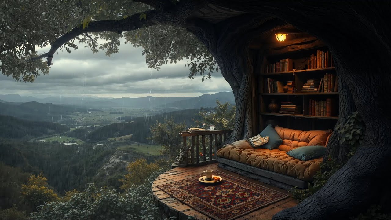 Relaxing Rainy Treehouse Ambience | Peaceful Sleep, Unwind and Stress ...