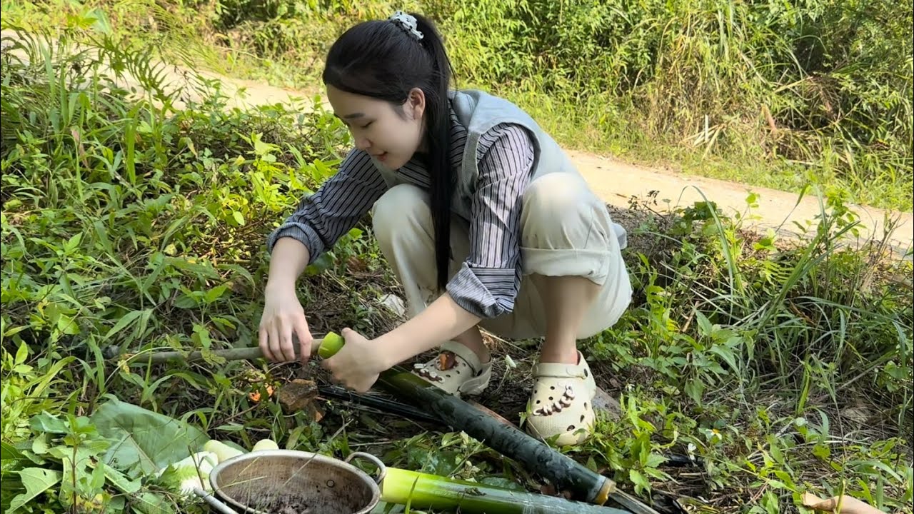 Приготовление риса с бамбуковыми трубками, употребление в пищу горных лягушек, сбор диких кур — м...