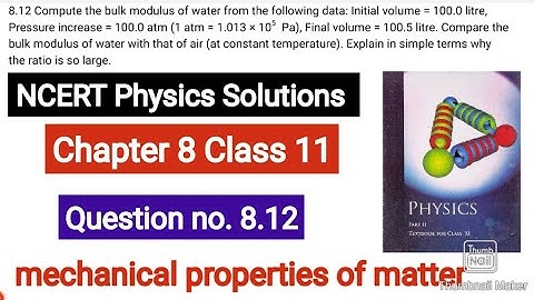 Compute the bulk modulus of water from the following data: Initial volume = 100.0 litre, Pressure in