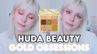 Soft Golden Look with the Huda Gold Obsessions Palette | Tutorial +Swatches