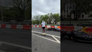 Shooting a hoop over a moving F1 car 🤯 #f1 #basketball