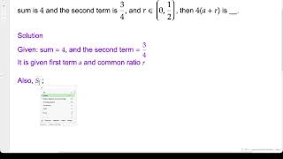 Problem Solving | Sequence and Series | AIEEE 2000