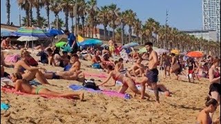 Barcelona Beach Walk | Barceloneta Beach July 2022 🏝(4K UHD)