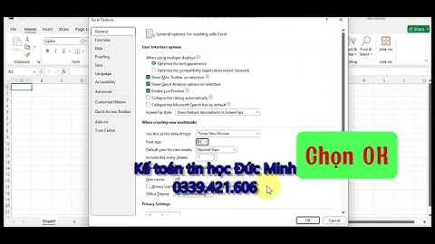Cài đặt font chữ, cỡ chữ mặc định cho file Excel