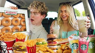 Letting The Person In FRONT Of Us Decide What We EAT For 24 HOURS!!