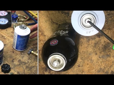 understanding OLD vs NEW refrigerant cans r134a (self sealing style)  (puncture style) tap