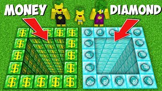 What secret PIT WILL MY FAMILY CHOOSE in Minecraft ? MONEY PIT VS DIAMOND PIT !