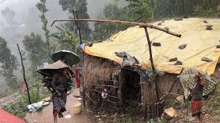 Nepali Mountain Village Life During The Heavy Rainy Time | Most Relaxing &amp; peaceful | Rural Village 