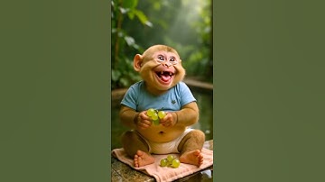 😲 Cute Baby Monkey Eating Grapes 🍇 | Funny Monkey Video #shorts#ai #monkey #foryou