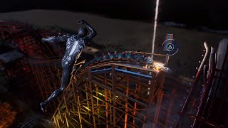 Symbiote Spider Man saves Roller Coaster - Marvel's Spider-Man 2