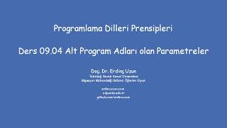 PDP 09.04 Alt Program Adları olan Parametreler