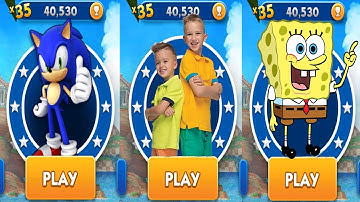 Sonic Dash vs SpongeBob Run vs Vlad and Niki Run - All Characters Unlocked Android Gameplay