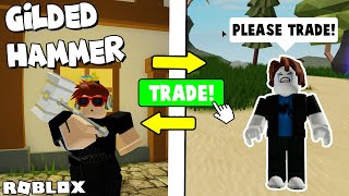 i TRADED AWAY my ONLY GILDED STEEL HAMMER to THIS NOOB! In Skyblock |Roblox