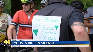 Cyclists ride in silence to honor those who have lost their lives while cycling