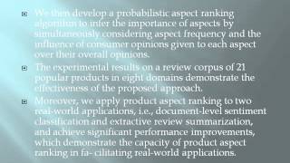 2014 IEEE JAVA/DOTNET Product Aspect Ranking and Its Applications Net Worth