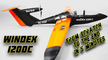 Windex 1200c From Scratch to the end in 5 minutes. RC glider building video. RC airplane 3D printing