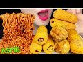 ASMR SPICY NOODLES + CORN DOG + CHEESE BALLS + CHICKEN 뿌링클 핫도그, 치즈볼, 치킨 먹방 EATING SOUNDS