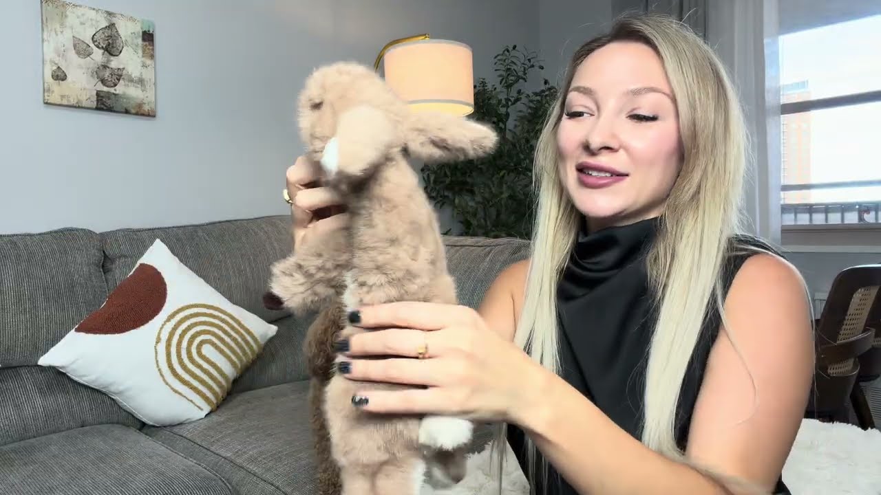 No-Stuffing Bunny Squeaky Dog Toy for Aggressive Chewers, Tear-Resistant Plush Puppy Teething 