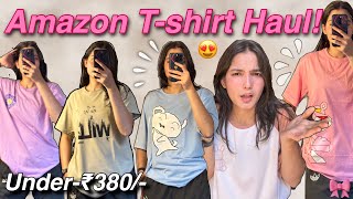 AMAZON Trendy Oversized T-shirt Haul🛍️| Under-380₹ | Try-on haul➕First impression