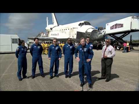 NASA Administrator Greets Discovery Crew