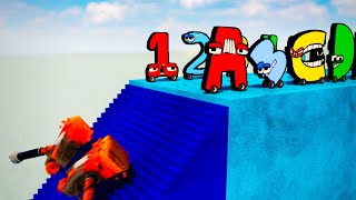 Alphabet & Number Lore Cars vs MASSIVE STAIRS in Teardown MULTIPLAYER