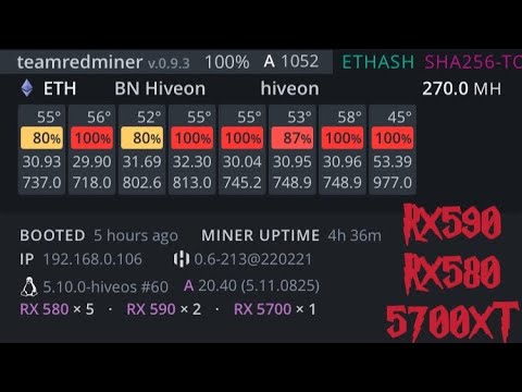 RX580+5700XT+RX590 ETH+TON Dual Mining 雙挖 by TeamRedMiner+Tonpool