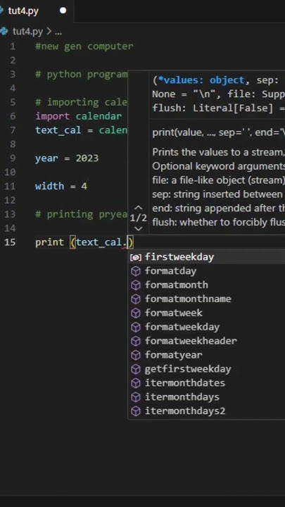 how to make calendar in python #shortvideo #newshortvideo # ...