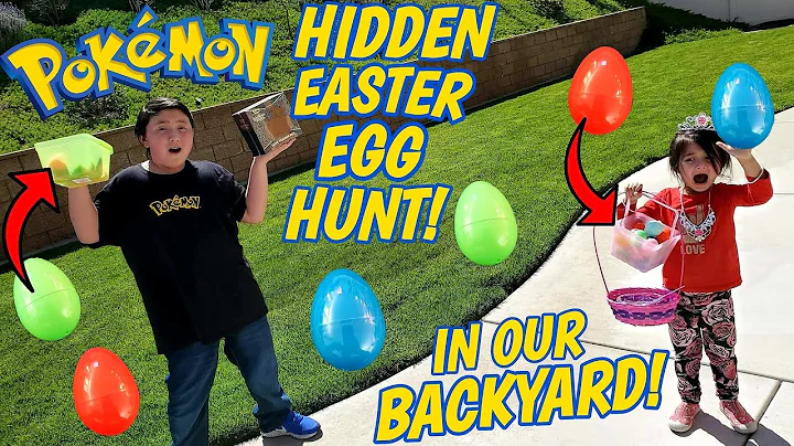 HIDDEN EASTER EGG HUNTING IN OUR BACKYARD! Scavenger Hunt Battle For New POKEMON CARD Booster Packs