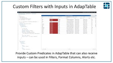 Bespoke Filters with Inputs in AdapTable
