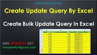 Update Query By Excel | Bulk Update Query By Excel | Create Bulk Update Query In Sql Server