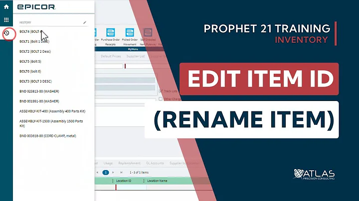 Prophet 21 Training and How To - Inventory: Edit Item ID (Rename)