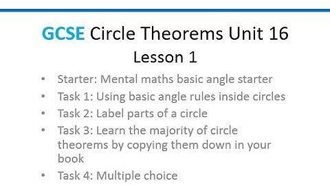 Circle Theorems Unit 16 Lesson 1
