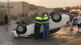 Cars flipped over by tornado that hit Kalahari Resort, restaurants, businesses in Round Rock