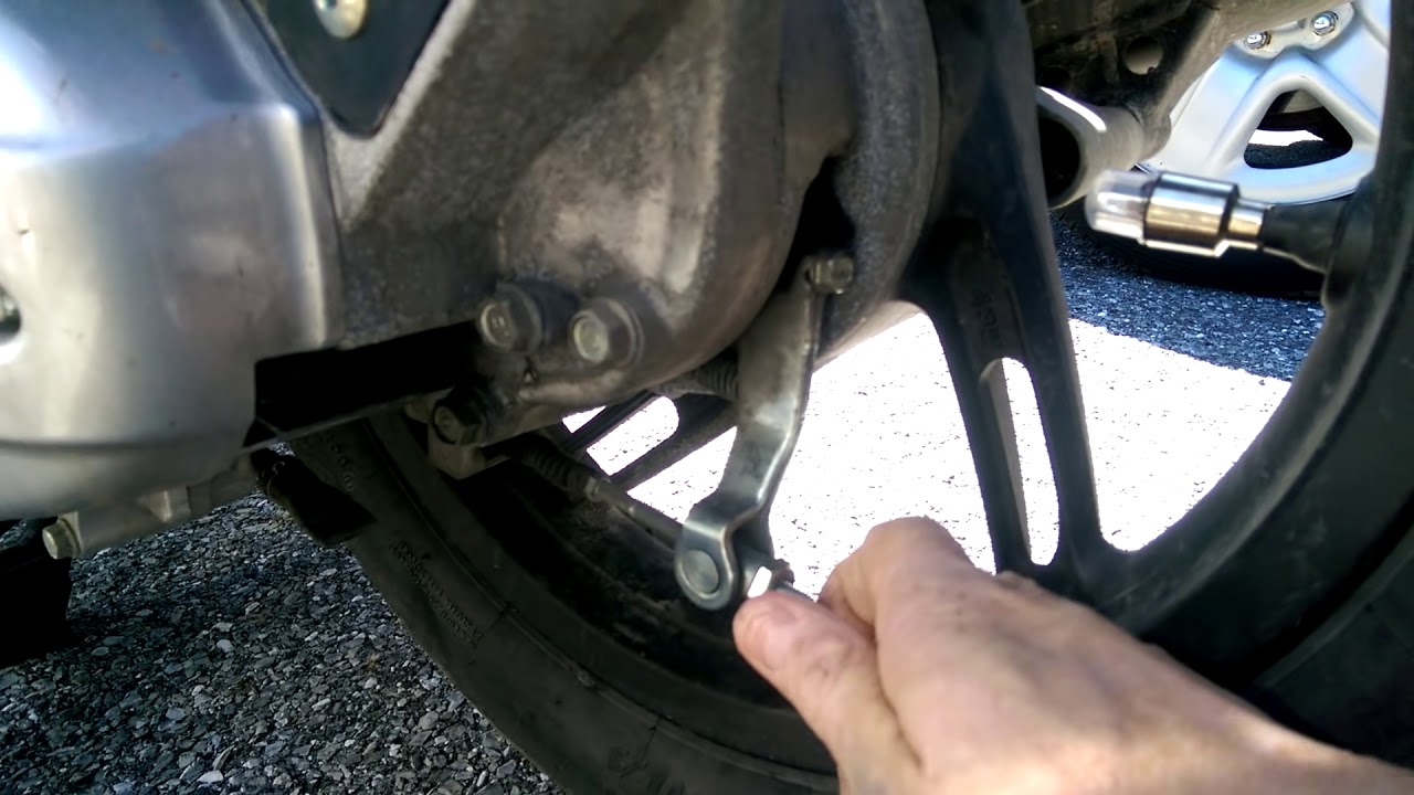 adjust rear brake freeplay on scooter drum brake YouTube