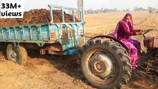 VILLAGE king of lady driver //drive massy tractor //कैसे निकला ट्रेक्टर को गढ़े से बाहर