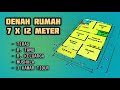 Denah rumah 7x12 meter  3 kamar 